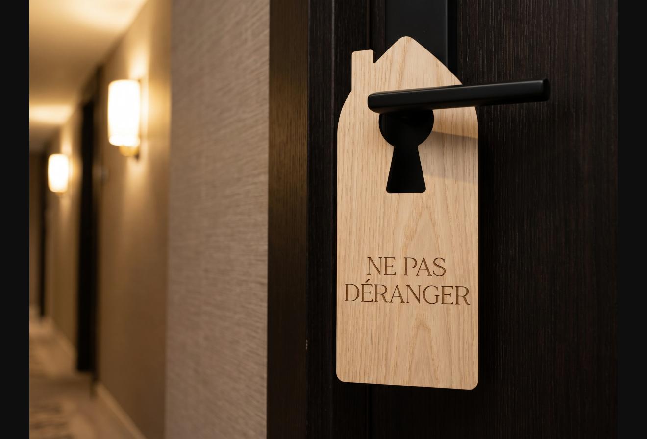 Pancarte de porte réversible « Ne pas déranger / Merci de faire la chambre »