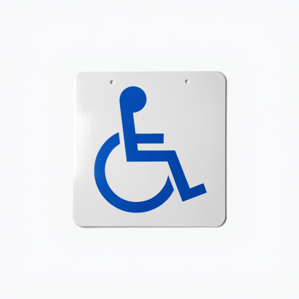 Pictogramme mural d'accessibilité bleu et blanc, finition laquée mate