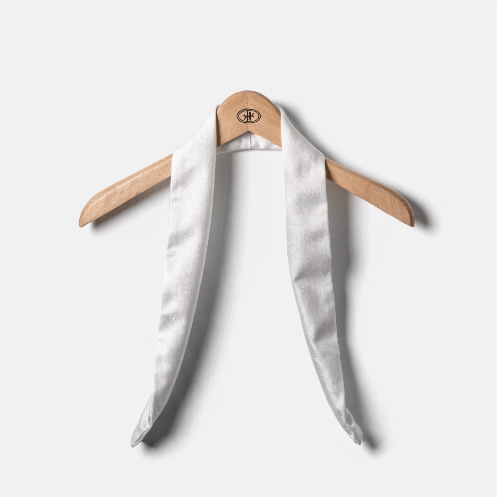 Variante housse de cintre en tissu blanc personnalisée, sur cintre en bois